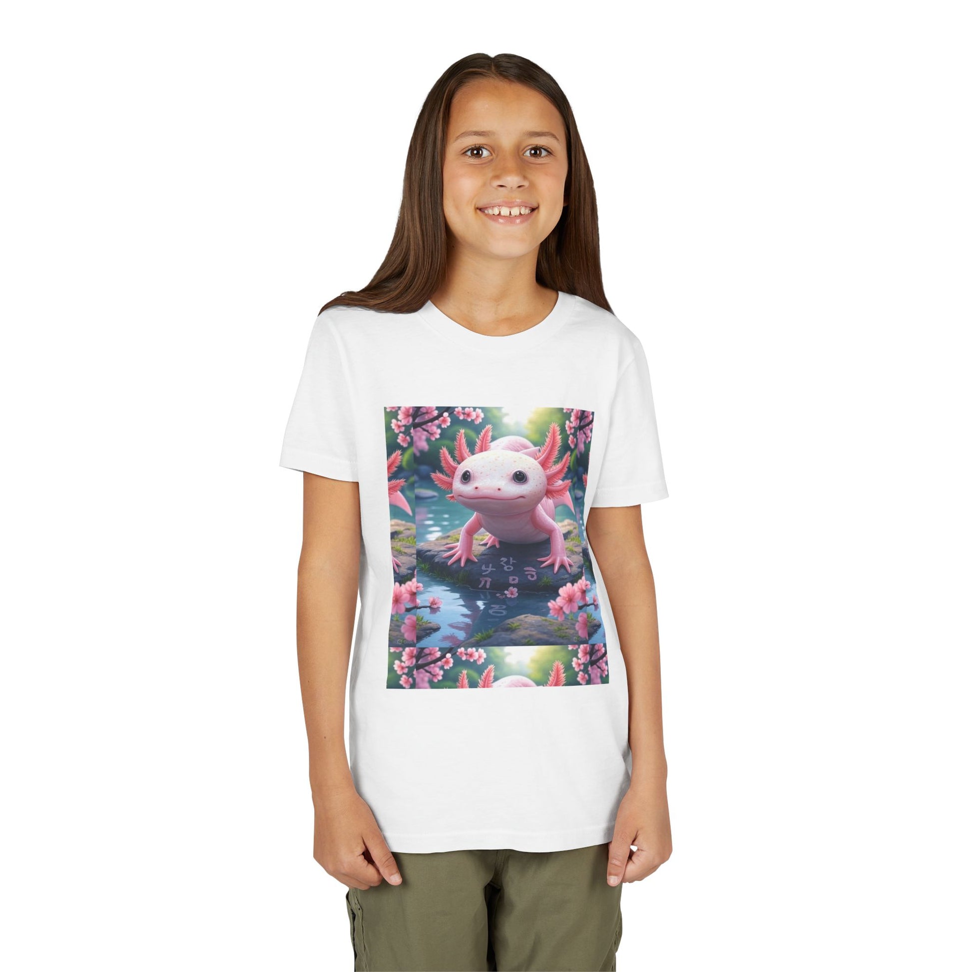 Youth T-Shirt - Cute Manga Axolotl with Korean Words
