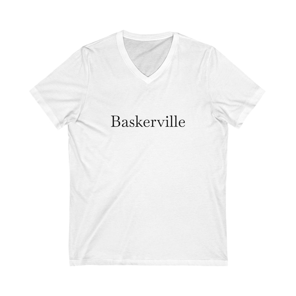 Elegant Baskerville V-Neck Tee, Casual Wear, Gift for Him/Her, Summer Fashion, Minimalist Style