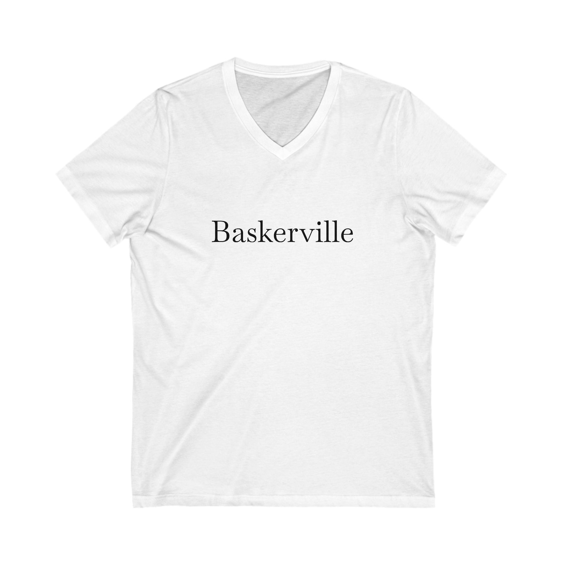 Elegant Baskerville V-Neck Tee, Casual Wear, Gift for Him/Her, Summer Fashion, Minimalist Style