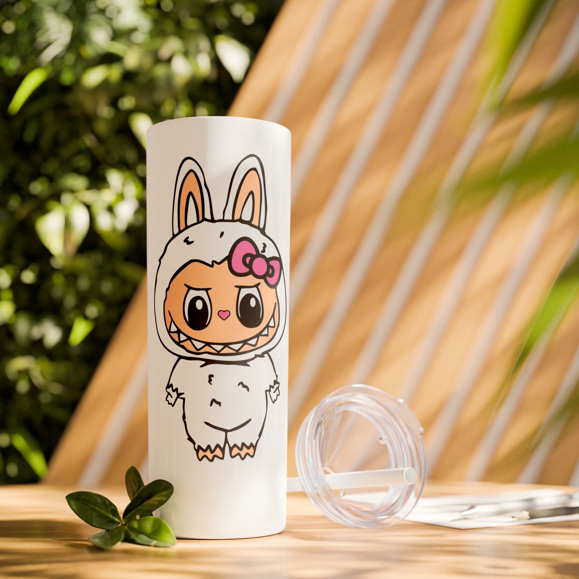 Cute Labubu Hello Kitty 20oz Skinny Tumbler with Straw, Adorable Drinkware, Kids Gift, Sunmer, Party Favor, Fun Design