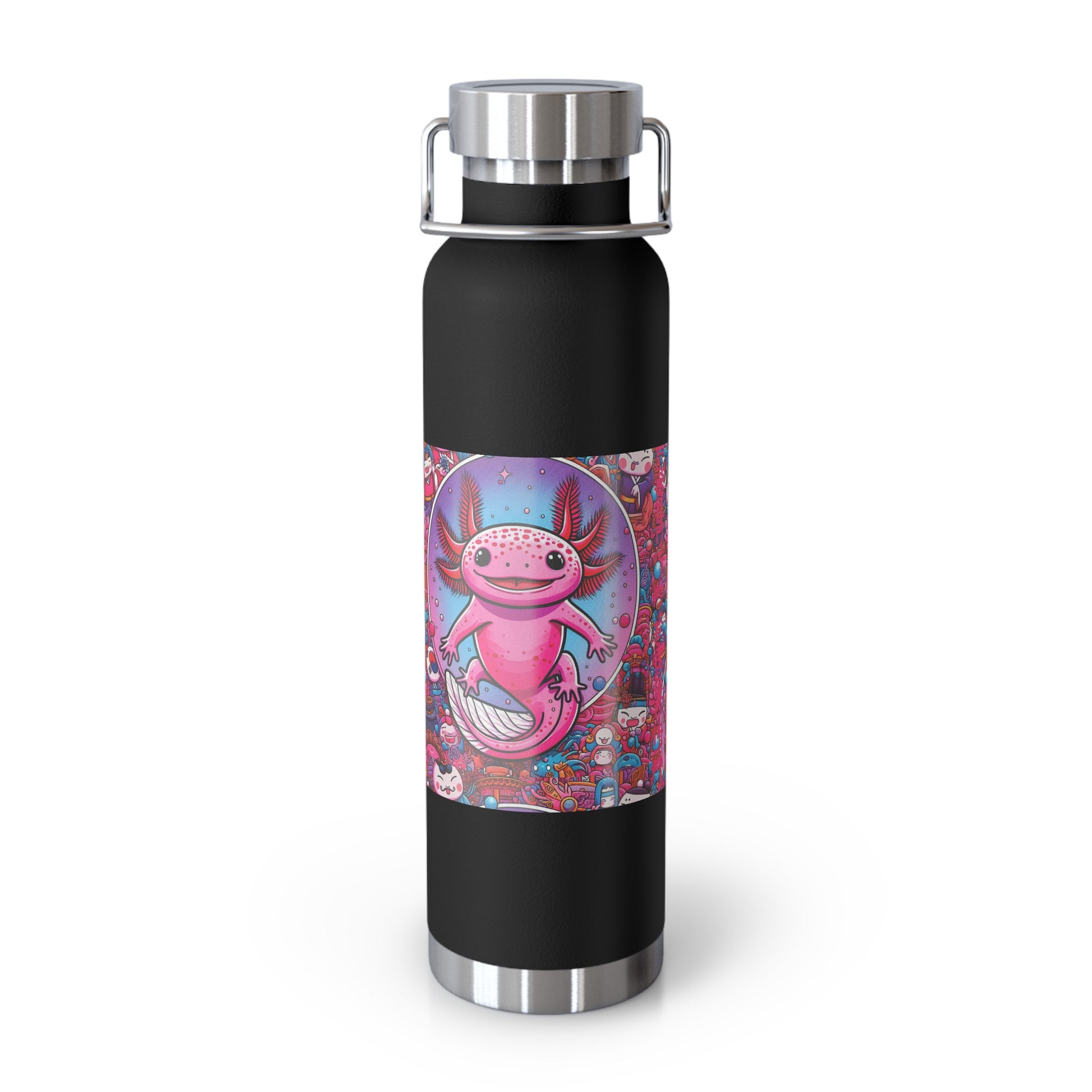 Water Bottle with Axolotl Design, 22oz
