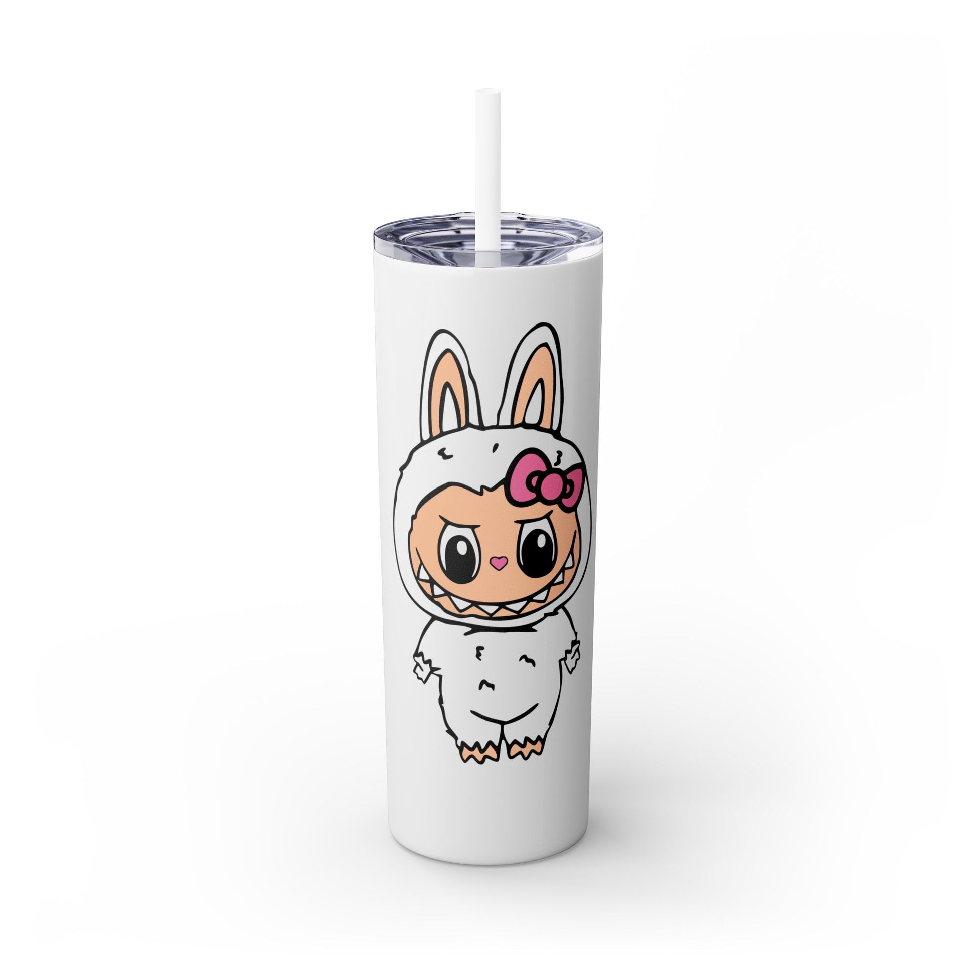 Cute Labubu Hello Kitty 20oz Skinny Tumbler with Straw, Adorable Drinkware, Kids Gift, Sunmer, Party Favor, Fun Design