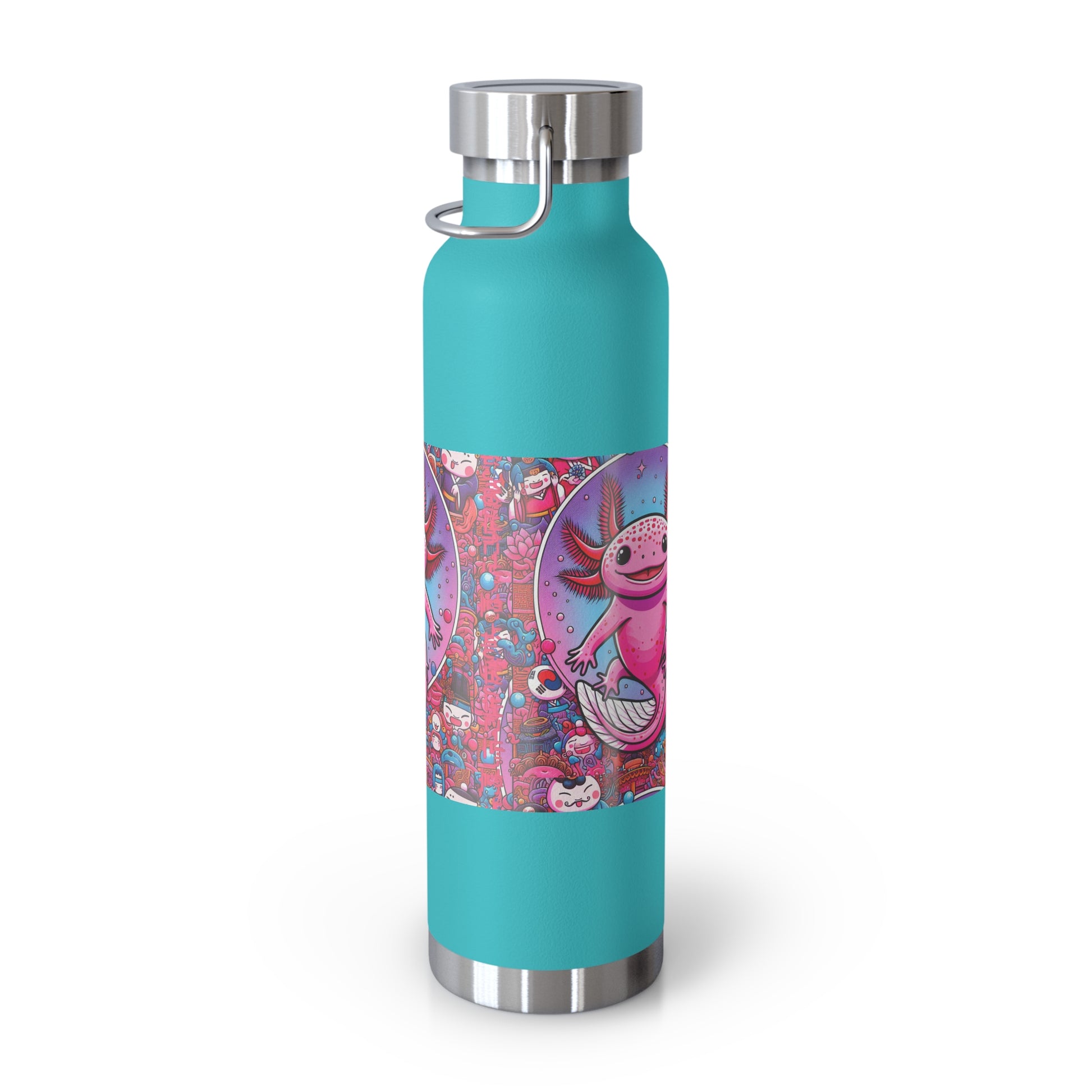 Water Bottle with Axolotl Design, 22oz