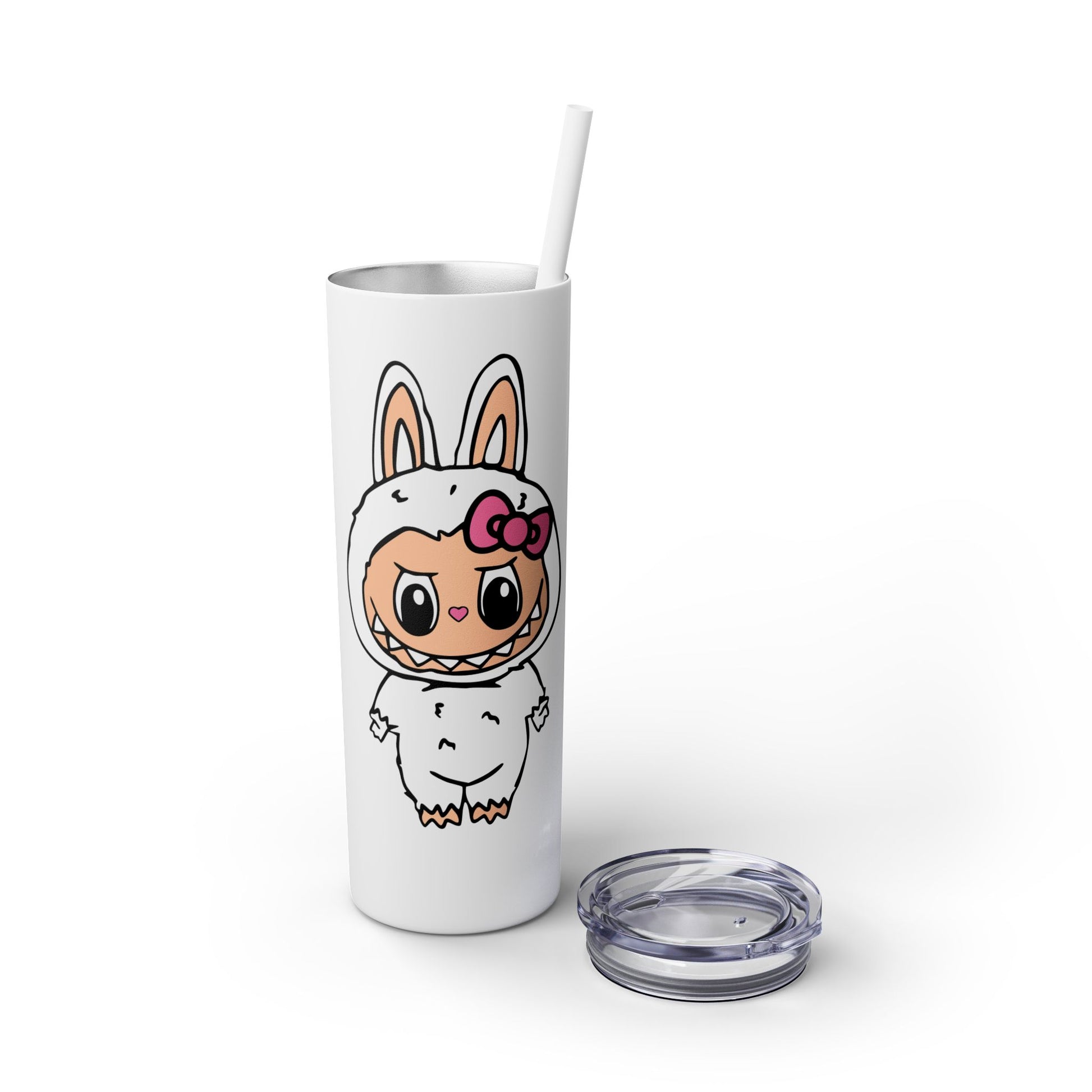 Cute Labubu Hello Kitty 20oz Skinny Tumbler with Straw, Adorable Drinkware, Kids Gift, Sunmer, Party Favor, Fun Design