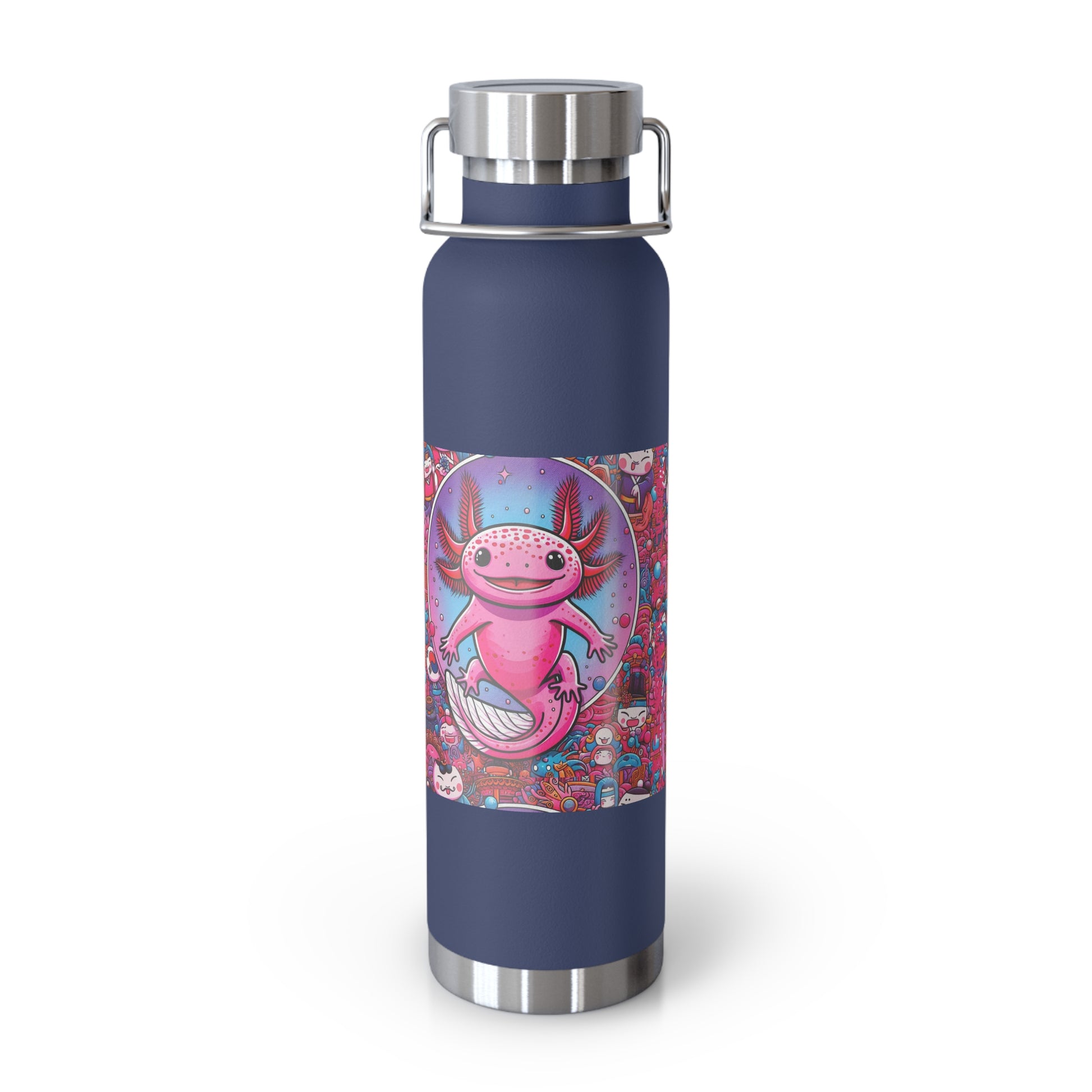Water Bottle with Axolotl Design, 22oz