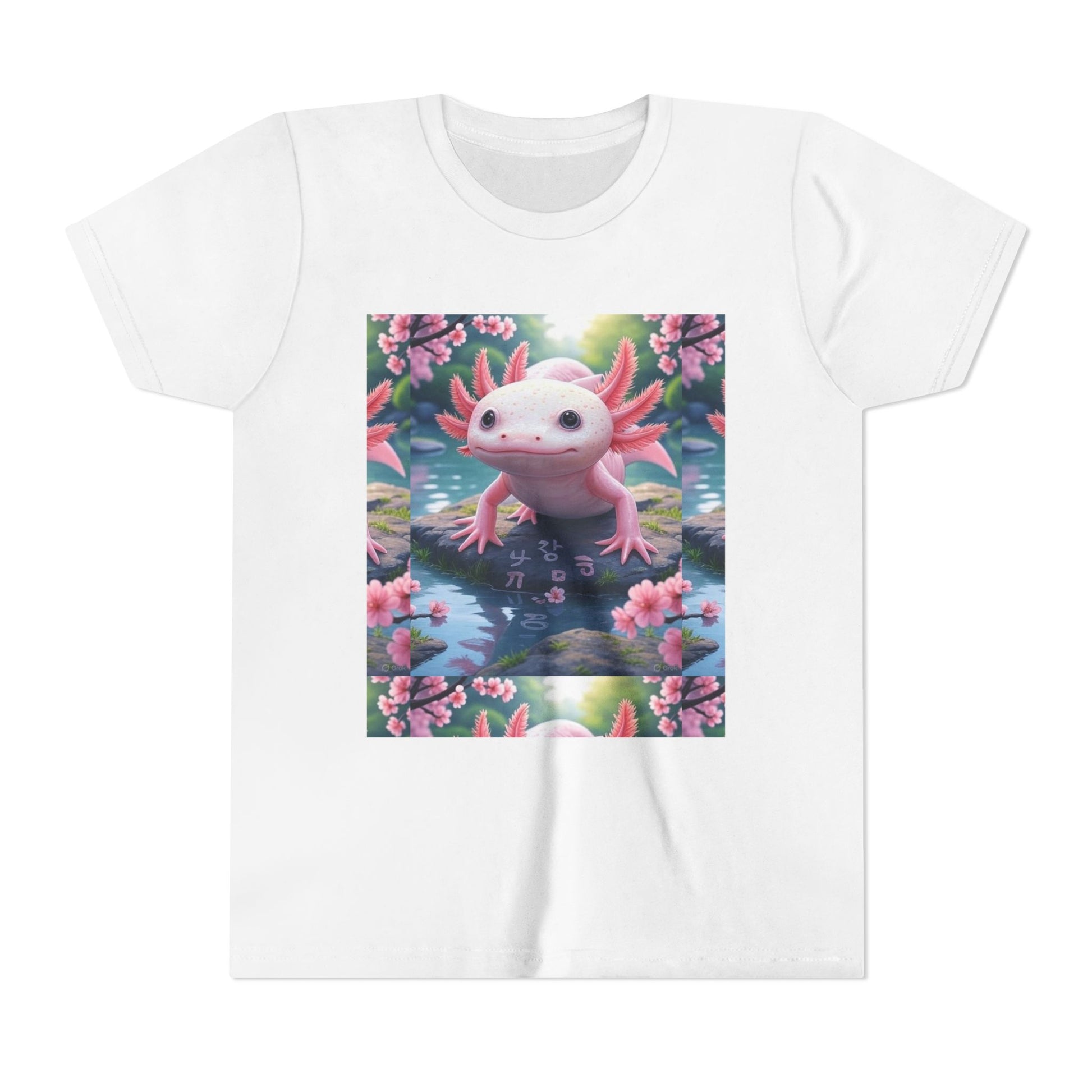 Youth T-Shirt - Cute Manga Axolotl with Korean Words