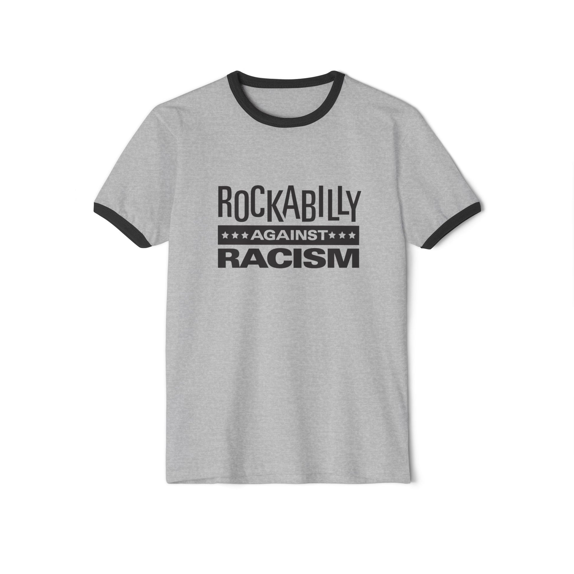 Rockabilly Against Racism Unisex Cotton Ringer T-Shirt, Vintage Music Tee, Statement Shirt, Social Justice Apparel, Gift for Activists